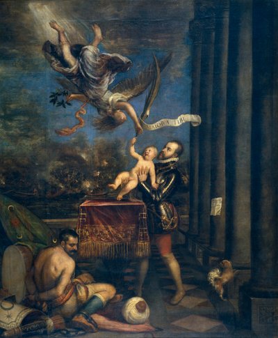 Felipe IV Offers Ferdinand to Glory by Tiziano Vecelli